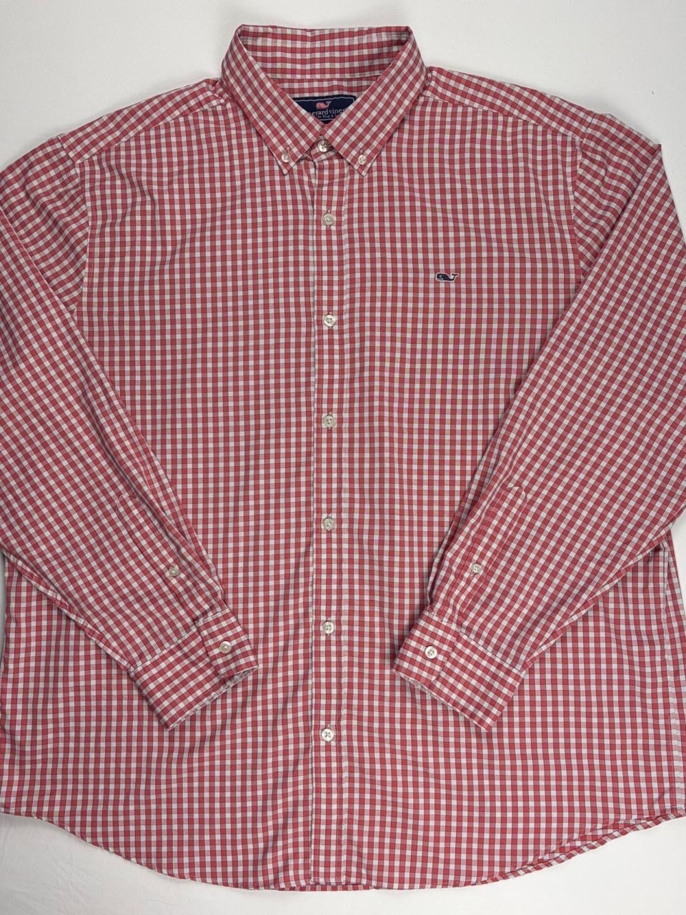 Vineyard Vines Pink and White Gingham Button-Down Shirt